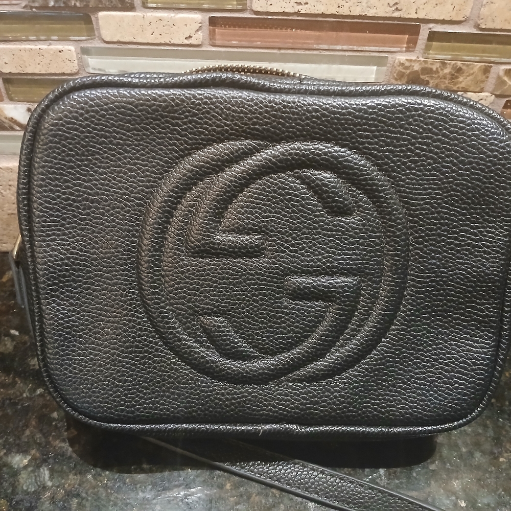 Black Leather Interior Label Bag - Picture 9 of 14